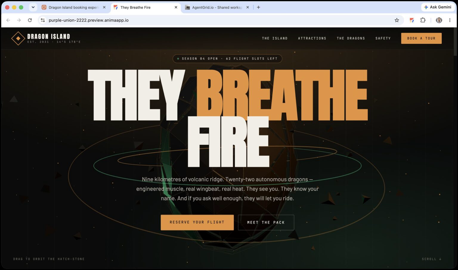Published Claude Design website with a public URL